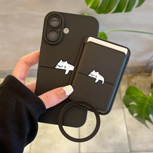 TEMU 폰 케이스: 1세트 3개 세트 조합 패셔너블 크리에이티브 올인원 충격방지 레저 고양이 패턴 폰 케이스 & 패션 인조 가죽 멀티펑셔널 마그네틱 카드 홀더 지갑 & 1개 부착 가능한 마그네틱 서클, 아이폰 16 15 14 13 12 11 XS XR 7 8 PLUS KQ1용