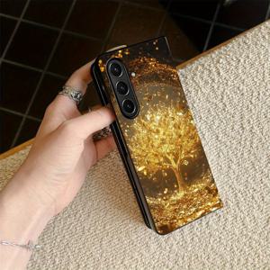 TEMU 골든 머니 트리 백 폰 커버 케이스 - 삼성 갤럭시 폴드5 Z 폴드7 6 5 4 3 폴드7 폴드6 폴드4 폴드3 호환