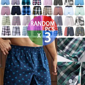 TEMU 3개 세트, 스타일은 랜덤으로 배송, 100% 소재, 남성용 루즈핏 롱 드로즈 팬티, 통기성 좋고 사계절 착용에 적합, 높은 편안함 제공