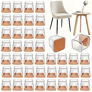 TEMU 40개 세트 투명 실리콘 가구 바닥 보호대 - 소음 감소 및 스크래치 방지 무소음 다리 - 하드우드 바닥용 투명 테이블 및 의자 발, 간편한 스냅온 설치, 현대적인 홈 데코와 호환 (갈색/검정) - 식탁, 책상, 소파, 의자에 이상적 - 내구성 있고 미끄럼 방지 실리콘 패드, 도구 불필요, 누르면 사용 가능