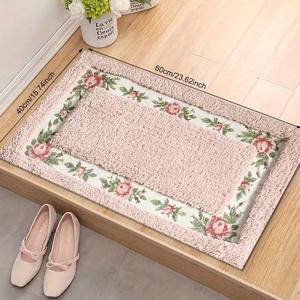TEMU 핑크 장미 프린트 현관 매트, 현관, 식사 공간, 실내 입구, 게임 룸, 현관, 욕실 입구에 적합합니다. 부드럽고 가벼우며 미끄럼 방지 바닥이 있으며 세탁기 사용이 가능합니다. 이 고품질 크리스마스 테마 매트는...