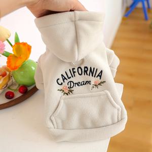 TEMU 카키 캘리포니아 포켓 강아지 스웨트셔츠, 가을/겨울용 따뜻한 후드티 리드 루프 포함, 오픈 프론트 가디건 코트, 두 다리 의류, 고양이/강아지, 행복한 강아지 액세서리