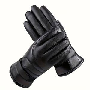 TEMU 남성용 겨울용 보온 방풍 모터사이클 & 아웃도어 장갑 - 두꺼운 단열 터치스크린 호환, 미끄럼 방지 그립, 손목 스트랩이 있는 전면 커버리지