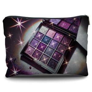 TEMU 1개 여성용 퍼플 스타라이트 아이섀도 메이크업 파우치 - 우아한 휴대용 리넨 화장품 케이스, 지퍼 잠금, 여행용 재사용 가능한 정리함, 여성 생일/크리스마스/새해 선물