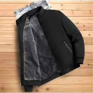 TEMU 남성 중년층용 두꺼운 따뜻한 재킷, 가을/겨울용, 스탠드업 칼라 디자인, 넉넉한 사이즈