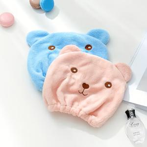 TEMU 핑크 및 파란색 곰돌이 디자인의 초극세사 퀵 드라이 헤어 캡 2개 세트, 조절 가능한 개방 사이즈, 부드럽고 흡수성이 뛰어남, 곱슬머리, 긴머리 또는 두꺼운 머리에 특별히 디자인됨, 귀엽고 재미있는 선물