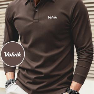 TEMU 남성용 긴팔 폴로 셔츠 | Volvik 기하학 패턴, 편안하고 통기성 좋은 원단, 주름 방지, 캐주얼 및 스포츠웨어에 적합, 아버지, 남편 및 가족을 위한 완벽한 선물|남자셔츠