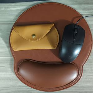 TEMU 인체공학적 마우스 패드 및 PU 마우스 보관 파우치 | 미끄럼 방지 베이스, 손목 지지, 타원형, 6mm 두께 - 사무실/가정용으로 이상적, 긴 컴퓨터 사용에 적합|장패드