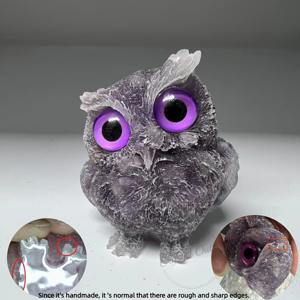 TEMU 자연석 및 인조석 분쇄 레진 올빼미 조각상 데스크탑 장식용, 가구 테이블 상판 장식용 조각품 (눈 색상은 랜덤이며, 특정 색상으로 지정되어 있지 않습니다. 자연석, 색상 변이는 정상입니다.)