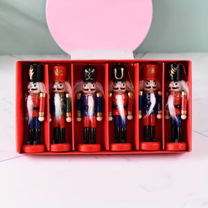 TEMU くるみ割り人形 군인 피규어 - 클래식 목재 데스크탑 장식, 배터리 없는 홈 & 오피스용 휴일 장식