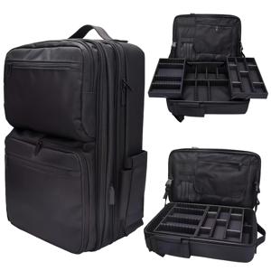 TEMU 전문 메이크업 및 미용 가방 | 대용량 블랙 수납 정리함 (헤어 컷 도구, 스타일리스트 도구 키트, 휴대 손잡이 헤어 액세서리 케이스)