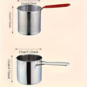 TEMU [스테인리스 스틸 딥 프라이어] 필터 랙을 갖춘 컴팩트 스테인리스 스틸 딥 프라이어 | 완벽한 감자튀김, 생선, 닭고기를 위한 제품, 간편하게 세척 가능한 디자인 | 홈 주방 필수 도구, 오일리스 프라이어, 일체형 필터 랙