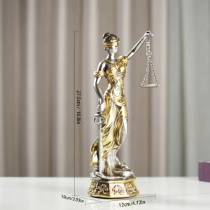TEMU 정의 여신을 상징하는 금색과 은색의 여신 정의 여신 조각품 - 집, 사무실, 또는 도서관, 정의 여신을 위한 우아한 레진 정의 여신 조각품