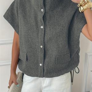 TEMU 여성용 루즈핏 민소매 캐주얼 자켓 - 가을용