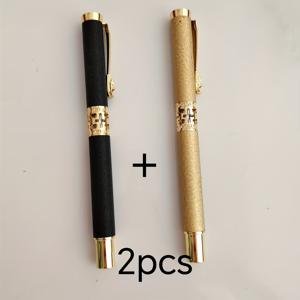 TEMU 세련된 금색 용 머리 볼펜 2개 세트 - 중간 팁, 분리형 캡, 기업 및 교육자 선물용 반짝이는 필기구, 선생님을 위한 선물 | 비즈니스 펜 | 튼튼한 메탈 디자인, 남성/남성에게 어울리는 우아한 펜, 고급 볼펜, 독특한 펜, 학용품, 필기용 펜, 고품질 볼펜, 학교용 펜