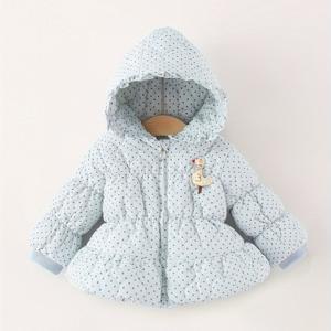 TEMU 여아용 패셔너블 아동복, 가을/겨울용 폴카 도트 긴팔 코트, 0-4세 신생아용 후드 귀여운 재킷|신생아옷