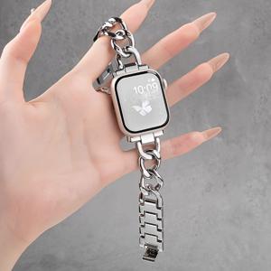 TEMU 최신 트렌디한 비즈니스 스타일 시계 스트랩, 스테인리스 스틸 메탈 디자인으로 통기성과 에너지 넘치는 젊은 느낌. 애플워치 10/9/8/7/6/5/4/3/2/1/Ultra 시리즈 호환 (38mm, 40mm, 41mm, 42mm, 44mm, 45mm), 고급스러운 중성 감각의 스마트워치 액세서리