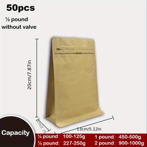 TEMU 50개 크래프트 종이 봉투, 팔각형 밀봉, 컬러 커피 & 간식 알루미늄 포장지, 전용 원두 차 패킷, 고양이 강아지 간식 | 밸브 없음