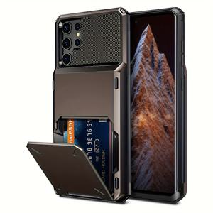 TEMU 삼성 갤럭시 S24 울트라, S23+, S22용 카드 슬롯 5개가 있는 케이스, 갤럭시 S24 플러스, S23 FE, S22 울트라용 카드 홀더 커버 특징.|카드지갑|휴대폰케이스|휴대폰거치대