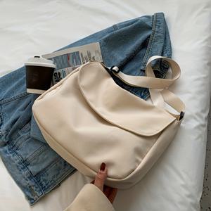 TEMU 대용량 내구성 나일론 크로스바디 백, 조절 가능한 스트랩, 지퍼 클로저 - 가벼운, 접이식 디자인, 베이지/커피/블랙 - 일상 사용에 이상적