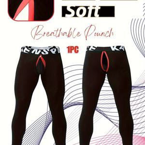 TEMU 남성용 엉덩이 없는 스포츠 레깅스 1개, 분리 가능한 대나무 스판덱스 재킷 니트 원단, 야외 러닝 트레이닝용 높은 스트레치 통기성 빠른 건조 베이스 레이어, 단색 스키니 핏 올 시즌