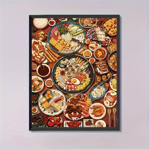 TEMU 30*40Cm/11.8*15.8In 5D 풀 원형 드릴 키트 (전체 도구 포함), 추수감사절 음식 패턴의 유화 캔버스 포함, 침실 및 거실 장식에 적합. 이 페인팅 키트는 성인 초보자 및 일반 사용자에게 이상적입니다.