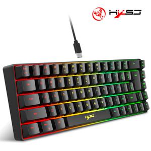 TEMU Hxsj-68Key 슬림 필름 키보드 (명확한 키 라인 레이아웃, RGB 조명, 유선 게이밍 전용 디자인)