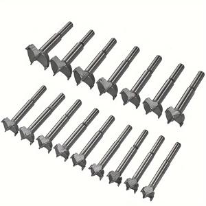 TEMU 16개 세트의 목공구 구멍확대기: 조정 가능한 힌지 구멍이 있는 경질 합금 플랫 윙 드릴, 사이즈 15-35mm