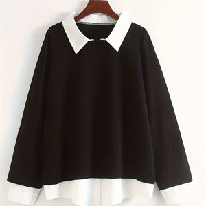 TEMU 투톤 컬러 블록 칼라 스웨트셔츠