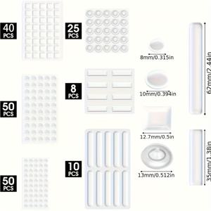 TEMU 183개 범퍼, 자가 점착 탄성 범퍼, 6가지 사이즈, 고무 발, 자가 점착, 투명 가구 스토퍼, 문, 서랍, 캐비닛, 유리 표면 및 벽에 적합