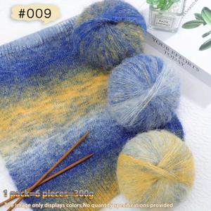 TEMU 300g 롱헤어 그라데이션 모헤어 실 핸드메이드 DIY 뜨개질 코바늘실 여성 패션 스웨터, 스카프, 숄, 모자용 6개입 팩