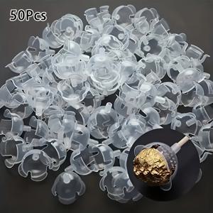 TEMU 50개 투명 플라스틱 초콜릿 볼 스탠드 - DIY 캔디 꽃 보석 홀더, 데이 선물 포장 및 공예용 꽃 스탠드