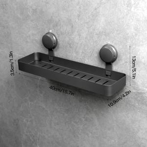TEMU 1개 슬릭 그레이 카본 스틸 흡착컵 욕실 선반 - 쉬운 설치, 샴푸 & 필수품용 배수 디자인 벽걸이 정리대 - 홈 & 기숙사용 모던 스타일, 욕실 수납 선반