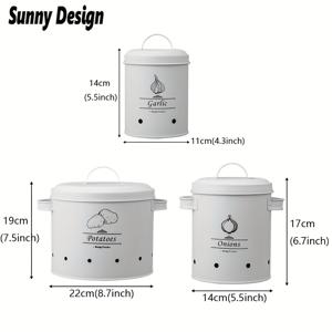 TEMU 감자, 양파, 마늘을 보관하여 음식을 신선하게 유지하기 위해 사용할 수 있는 금속 뚜껑이 있는 세련된 흰색 야채 보관 버킷 3개 세트입니다. 이 실용적인 보관 솔루션으로 주방을 깔끔하게 유지하고 농산물을 최상의 상태로 유지하세요.