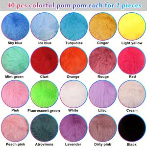 TEMU 40개 인조 퍼 폼폼 볼과 신축성있는 루프 DIY 플러피 폼폼 토끼 모피 폼폼 모자 비니 신발 스카프 장갑 가방 액세서리용(20가지 색상, 각 색상 2개)