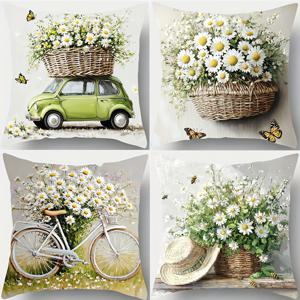 TEMU 4개 러스틱 컨트리 스타일 폴리에스터 베개 커버, 17.72