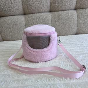 TEMU 1pc, 햄스터 애완동물 수송용 배낭, 휴대용 따뜻한 플란넬 애완동물 가방, 작은 애완동물용 원형 디자인, 여행 및 외출용 애완동물 용품