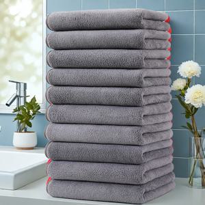 TEMU 단색의 초극세사 타월 10개 세트, 크기 16.5*27.5인치 / 42*70cm, 부드럽고 편안함, 뛰어난 흡수력, 깔끔한 모서리, 하이킹, 캠핑, 야외 스포츠, 가정용, 샤워, 피트니스에 적합|수건|샤워타올|샤워커튼