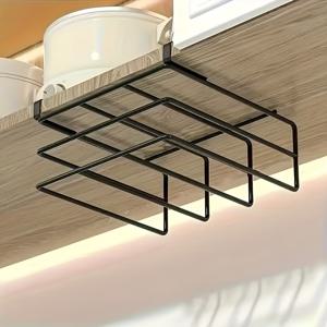 TEMU 캐비닛 아래 무구멍 도마 보관대, 주방 종이 타월 수납 선반, 가정용 도마 정리함, 플로팅 선반