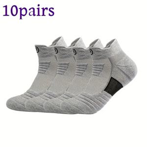 TEMU 두꺼운 타월 소재 밑단의 크루 삭스 10켤레, 미끄럼 방지 및 땀 흡수 기능, 스포츠, 마라톤, 야외 러닝 및 캐주얼 웨어에 적합, 땀 방지|스포츠|스포츠타올