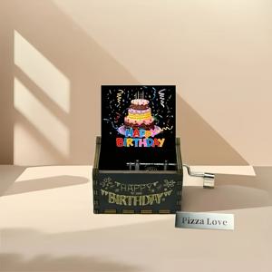 TEMU 1개 수제 핸드크랭킹 목재 빈티지 레이저 각인 