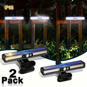 TEMU 2개 상업 거리 및 지역 조명 램프, 클램프 + 벽걸이형, 모션 센서 태양광 울타리 조명 포함, 3가지 조명 모드, LED 휴대용 안전 조명, 스마트 조도 감지 태양광 램프, 울타리, 뒤뜰 및 캠핑에 적합.