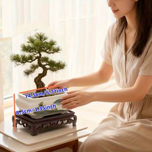 TEMU 1세트 / 2개: 1세라믹 화분 + 1받침대, 식물 미포함. 우아한 중국식 세라믹 화분, 배수구 포함 - 대형 직사각형, 장식적인 산과 나무 패턴 받침대, 분재, 다육식물, 대나무 장식에 적합. 실내외 사용 가능, 야외 정원 화분 | 중국식 세라믹 | 기능성 도자기, 야외 식물 재배 용기