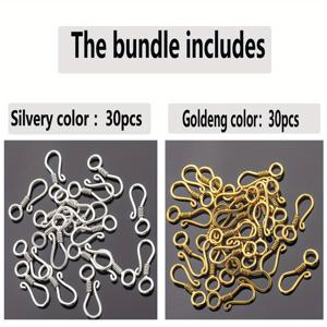 TEMU 60개/30개 구슬 및 구슬 어소트먼트, 행운의 문자 클라스프 중공 커넥터, 23mm 기하학적 루스 스페이서 구슬, 반짝이는 중공 엔드 캡, 입체 직구 구슬 커넥터, 스루 홀 루스 구슬 더블 루프 클라스프, 직조, 주얼리 DIY 팔찌, 뱅글, 목걸이, 주얼리 만들기 키트, 의류 액세서리, 공예, 장식 액세서리 제작에 적합