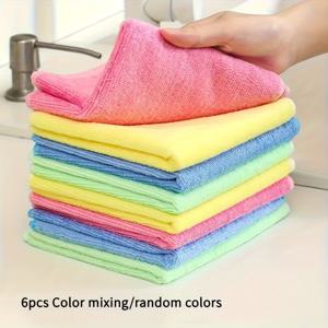 TEMU 6개입 오일 흡수 목섬유 행주, 주방 무기름 걸레, 설거지 필수품, 다용도 청소용 행주, 무기름 오일 흡수 행주, 무기름 주방 걸레
