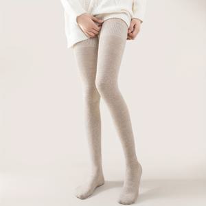 TEMU 여성용 티하이 스타킹, 가을/겨울용 오버 더 니 긴 양말, 단색 약간의 압박감 있는 따뜻한 베이스 레이어 양말, 미끄럼 방지 니하이 양말 (높은 부츠용), 보온 티하이 양말, 탈착식 레깅스, 엑스트라 롱 양말 및 레그 랩