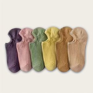 TEMU 봄/여름용 얇은 미끄럼방지 여성용 노쇼크 양말 6켤레