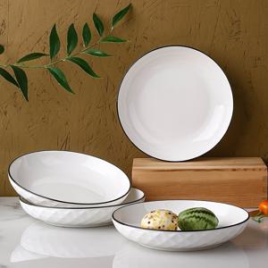 TEMU 1세트 4pcs 육각 세라믹 샐러드 접시, 8인치 라운드 디너 플레이트, 7인치 사이드 플레이트, 내구성 강한 멀티펑셔널 파스타·샐러드·디저트·스시·바베큐·핫팟용, 레스토랑&홈파티, 사계절 사용 가능