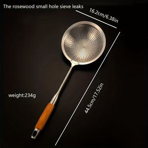 TEMU 1개 스테인리스 스틸 스트레이너 (나무 손잡이 포함) | 주방 파스타 스푼, 튀김 바구니, 요리/튀김/삶기/파스타/만두/채소용 푸드 스커머, 내열성, 식기세척기 사용 가능, 필수 주방 도구