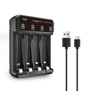 TEMU POWERKAN 배터리 충전기, 1.2V NiMH/NiCd AA AAA 배터리용 4슬롯 독립형 USB Type-C 충전기, 400mA 고속 충전, 전자 소비자 필수 액세서리